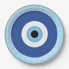 ギリシャの悪い目のギリシャ鍵 ペーパープレート
