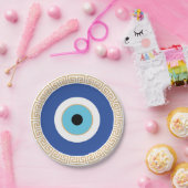 ギリシャの悪い目のギリシャ鍵 ペーパープレート (パーティー)