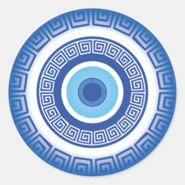 ギリシャの悪い目のギリシャ鍵 ラウンドシール