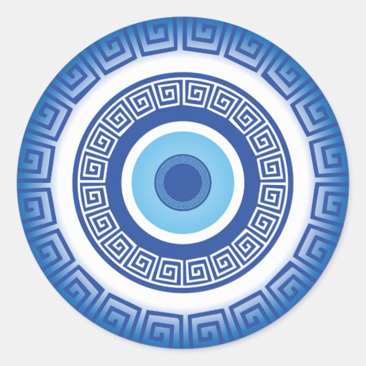 ギリシャの悪い目のギリシャ鍵 ラウンドシール (正面)