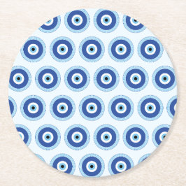 ギリシャの悪い目のギリシャ鍵 ラウンドペーパーコースター