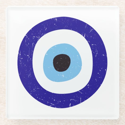 ギリシャの悪い目の動揺してデザイン ガラスコースター (正面)