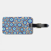 ギリシャの悪のまなざしパターンパステル調の金ゴールドの背景 ラゲッジタグ (裏面横)
