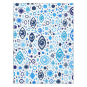 ギリシャの悪のまなざしパターン青および白 テーブルクロス (正面)