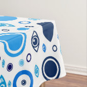 ギリシャの悪のまなざしパターン青および白 テーブルクロス (インサイチュ)