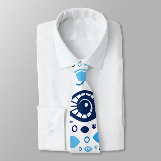 ギリシャの悪のまなざしパターン青および白 ネクタイ (タイ)