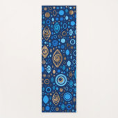 ギリシャの悪のまなざしパターン青および金ゴールド ヨガマット (正面)