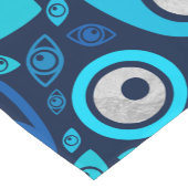 ギリシャの悪のまなざしパターン青および銀#2 ショートテーブルランナー (コーナー)