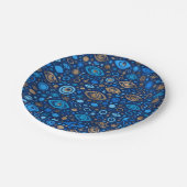 ギリシャの悪の眼紋ブルースと金ゴールド ペーパープレート (アングル)