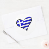 ギリシャの愛 – 私はギリシャ国旗の愛ハート ラウンドシール (封筒)