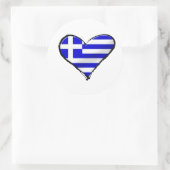 ギリシャの愛 – 私はギリシャ国旗の愛ハート ラウンドシール (バッグ)