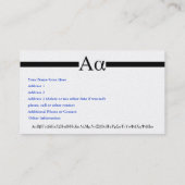 ギリシャの手紙のアルファはカスタム設計します 名刺 (裏面)