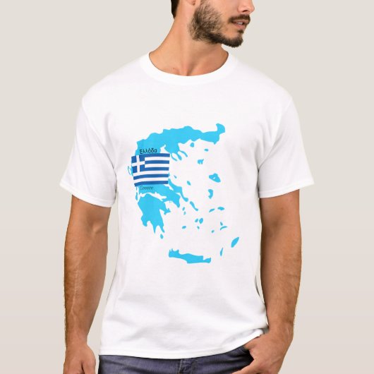 ギリシャの旗および地図のワイシャツ Tシャツ (正面)