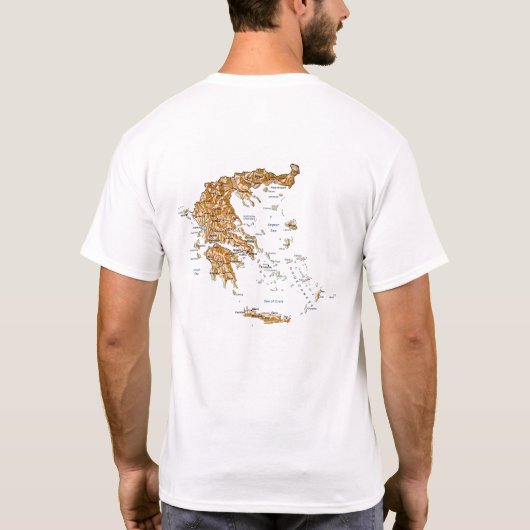 ギリシャの旗および地図のTシャツ Tシャツ (裏面)
