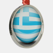 ギリシャの旗が付いている球 メタルオーナメント (右)