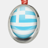 ギリシャの旗が付いている球 メタルオーナメント (左)