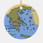 ギリシャの旗そして地図 セラミックオーナメント (裏面)