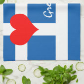 ギリシャの旗とハート-ギリシャの旅行/スポーツファン キッチンタオル (折り畳み)