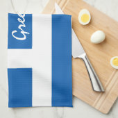 ギリシャの旗とハート-ギリシャの旅行/スポーツファン キッチンタオル (四つ折り)