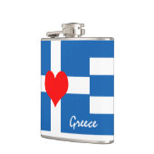 ギリシャの旗とハート-ギリシャの旅行/スポーツファン フラスク (左)