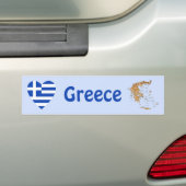 ギリシャの旗のハート + 地図のバンパーステッカー バンパーステッカー (車上)