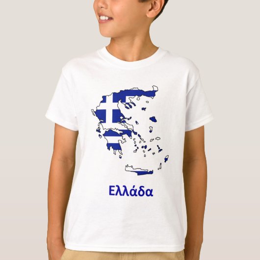 ギリシャの旗の地図 Tシャツ (正面)