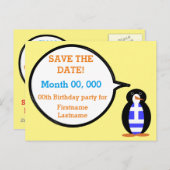 ギリシャの旗を着たペンギンさん 案内ポストカード (正面/裏面)