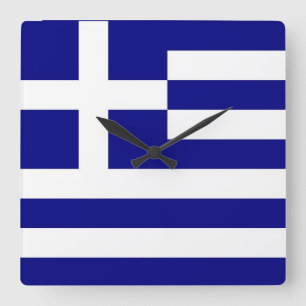 ギリシャの旗付きの壁掛け時計 スクエア壁時計