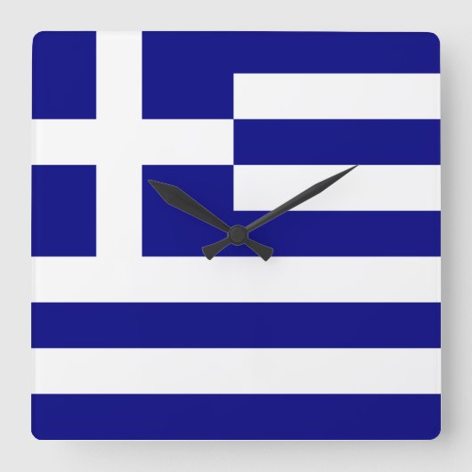 ギリシャの旗 スクエア壁時計 (正面)