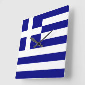 ギリシャの旗 スクエア壁時計 (傾斜)