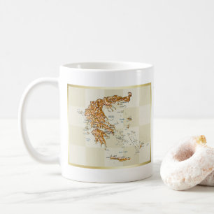 ギリシャの旗 + 地図のマグ コーヒーマグカップ