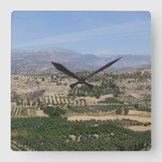 ギリシャの景色の時計 スクエア壁時計 (正面)