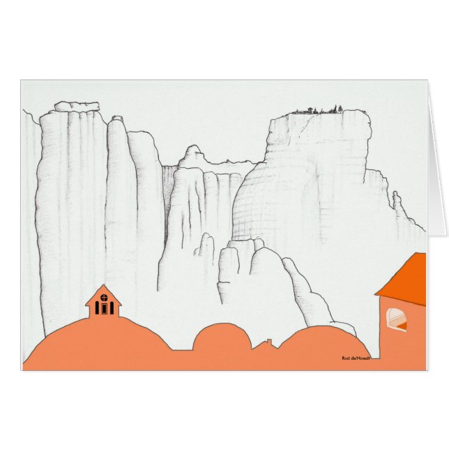 ギリシャの景色。 KalambakaからのMeteora Monastary (正面横)