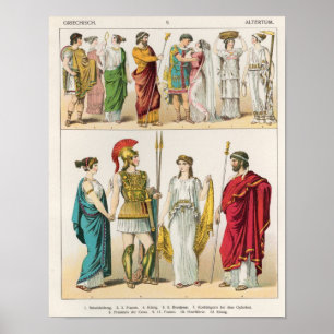 ギリシャの服、「Trachtenのder Voelkerからの、1864年 ポスター