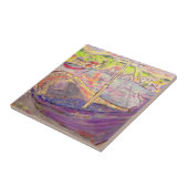 ギリシャの村のサンセットアート タイル (側面)