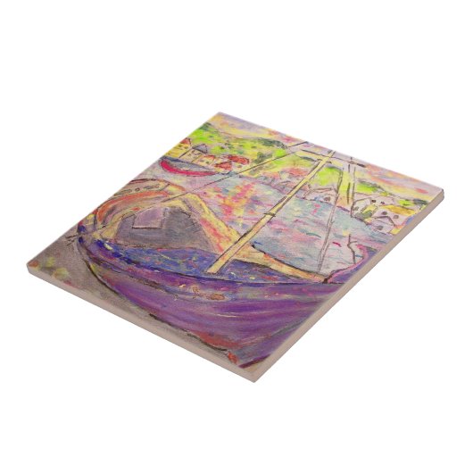 ギリシャの村のサンセットアート タイル (側面)