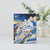 ギリシャの村の丘の側の風車 – ギリシャ ポストカード (スタンド正面)