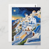 ギリシャの村の丘の側の風車 – ギリシャ ポストカード (正面/裏面)