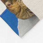 ギリシャの村の白い階段に猫がたくさん フリースブランケット (角)