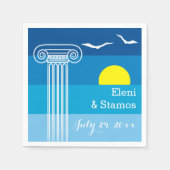 ギリシャの柱とシーグルギリシャのビーチ結婚式 スタンダードカクテルナプキン (正面)