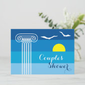 ギリシャの柱とシーグル結婚ルのカップルのシャワー 招待状 (スタンド正面)