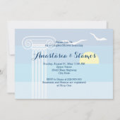 ギリシャの柱とシーグル結婚ルのカップルのシャワー 招待状 (裏面)