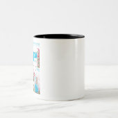 ギリシャの水の色の絵画コラージュ ツートーンマグカップ (中央)