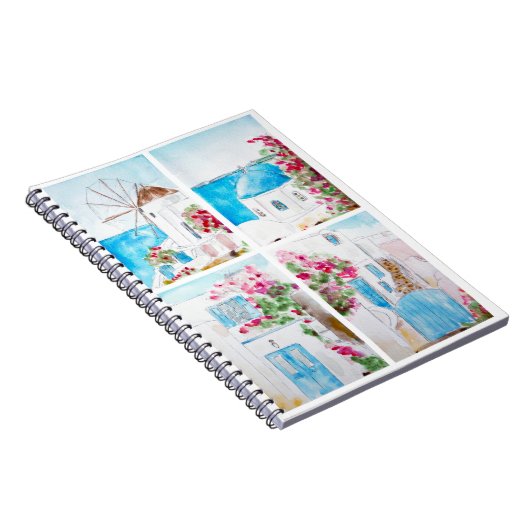 ギリシャの水の色の絵画コラージュ ノートブック (右側)