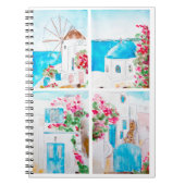 ギリシャの水の色の絵画コラージュ ノートブック (正面)