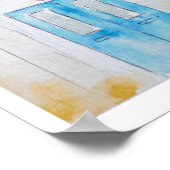 ギリシャの水の色の絵画コラージュ ポスター (角)