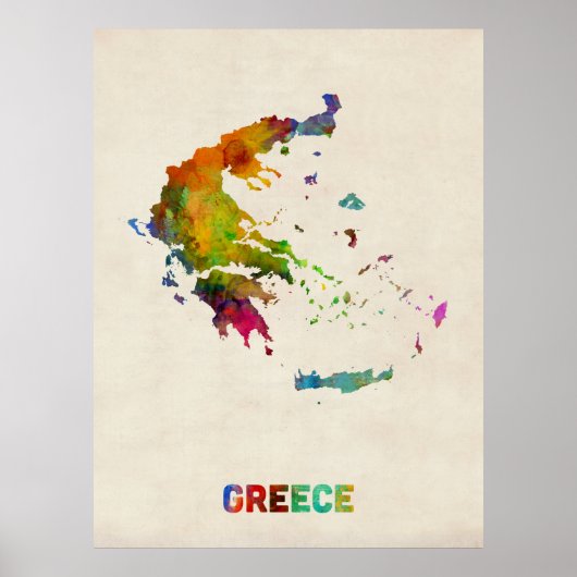 ギリシャの水彩地図 ポスター (正面)