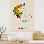 ギリシャの水彩地図 ポスター (キッチン)