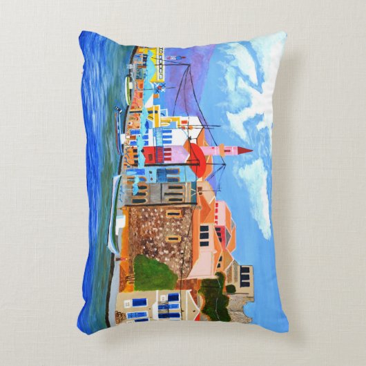 ギリシャの海岸の枕 アクセントクッション (正面(垂直))