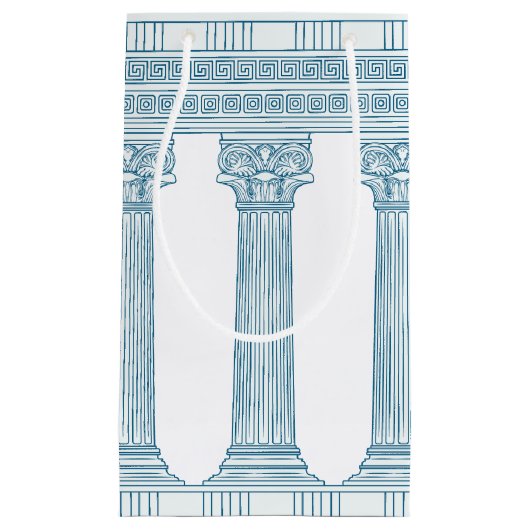 ギリシャの渦巻き模様と柱のトガパーティー スモールペーパーバッグ (正面)